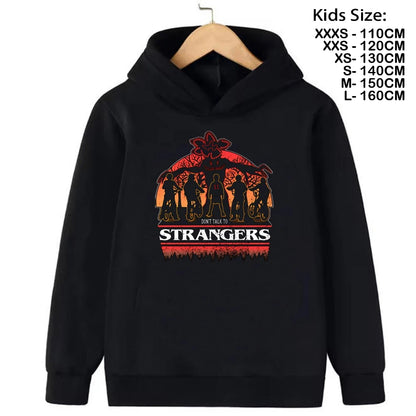 Demogorgon Hawkins Sweatshirts à capuche pour enfants, dessin animé, imprimé, streetwear, basiques, hauts pour garçons, pulls pour enfants