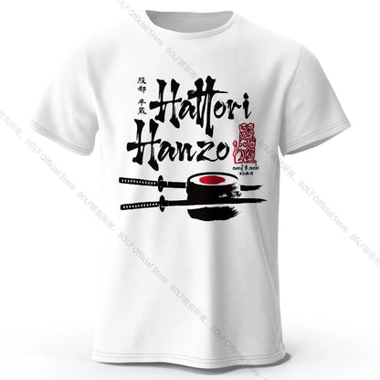 Men's Hattori Hanzo Printed T-Shirt 100% Cotton Oversized Ninja Graphic Tees for Women Summer Tops Samurai Streetwear