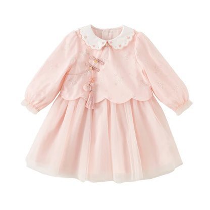 Dave Bella Princess Floral Dress for Girls Baby Children 2025 New Autumn Sweet Gentle Fashion Casual Party Outdoor DB3241829