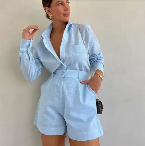 Women 2 Piece Set Outfit Women'S Vacation Fashion Casual Suit Solid Color Summer Conjuntos Para Mujeres 2 Piezas Elegantes 2025