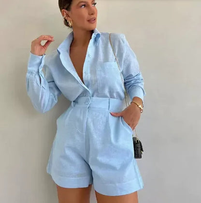 Women 2 Piece Set Outfit Women'S Vacation Fashion Casual Suit Solid Color Summer Conjuntos Para Mujeres 2 Piezas Elegantes 2025