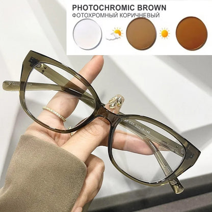 New Maillard Wind Net Red Cold Brown Cat Eye Glasses Frame Women's Plain Face Photo Frame Degrees 0~-6.00