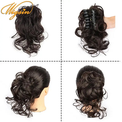 WIGSIN Synthetic Claw Chignon Short Messy Curly Hair Bun Hairpiece For Women Scrunchy Clip-on Hair Fake Hair