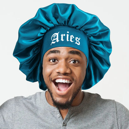 1PConstellation printing satin wide band sleep bonnet ,soft sleeping bonnet with wrap band,make up washing face daily use bonnet