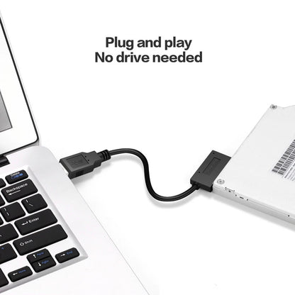 SATA to USB 2.0  Adapter Converter Cable 7+6 13pin Slimline Sata Adapter Cable Compatible for Laptop CD DVD ROM Optical Drive