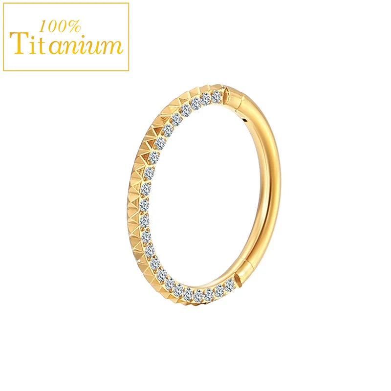 Anneaux de nez en titane G23, clicker de septum articulé, segment pour l'oreille, le tragus, le cartilage, l'hélix, le daith, le piercing labial, bijoux, boucles d'oreilles dorées