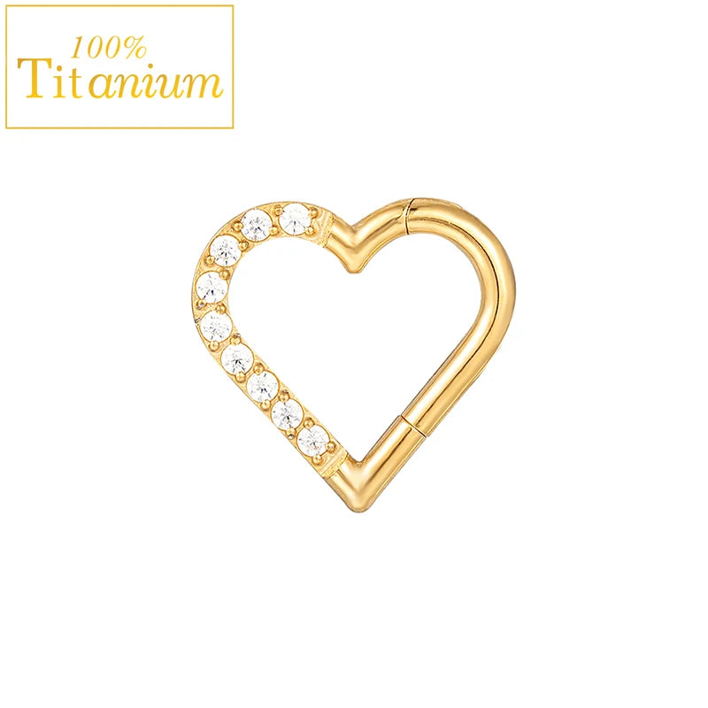 Anneaux de nez en titane G23, clicker de septum articulé, segment pour l'oreille, le tragus, le cartilage, l'hélix, le daith, le piercing labial, bijoux, boucles d'oreilles dorées
