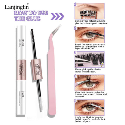 Nouveau kit de cils individuels 10 rangées - Cils groupés naturels longs à faire soi-même avec colle et scellant pour extensions de cils - Outils de maquillage Faux Cils