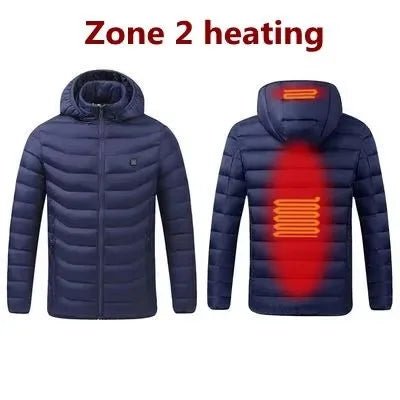 Men's Winter Warm USB Heating Parka Smart Thermostat Pure Color Hooded Heated Jacket Bobojaco Padded Clothing