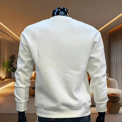 Sweat-shirt à capuche pour homme imprimé lettres noires Col rond classique Manches longues Pull Sportif Automne Printemps Décontracté Chaud Tendance Vêtement de tous les jours