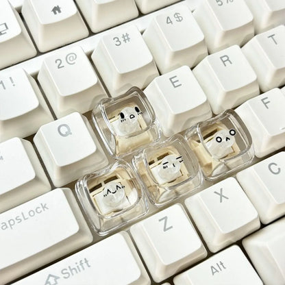 Cute MAO Profile WASD Keycpas Cat-shaped Animate Cartoon Expression Emoji Kaomoji Key Caps for MX Switch DIY Mechanical Keyboard