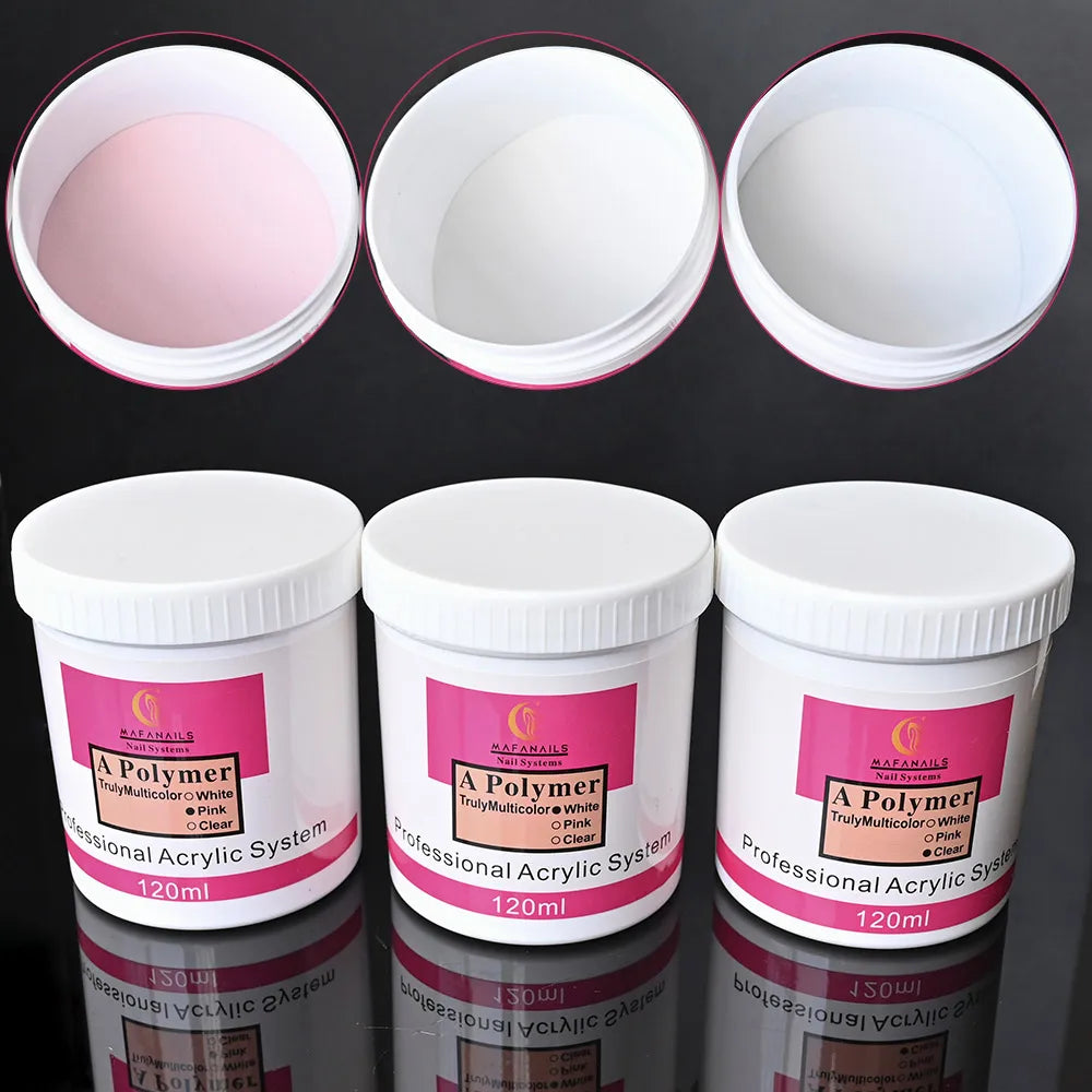 1Bottle Nail Acrylic Powder Clear Pink White Carving Crystal Polymer Professional Nails Art Extension Dipping Dust Long-Last *1