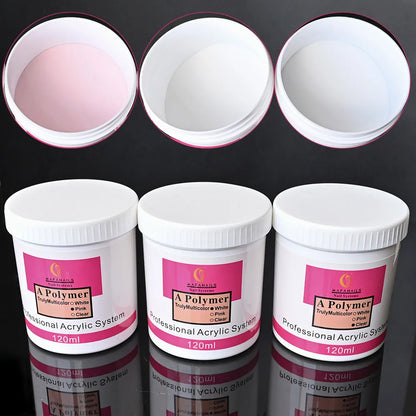 1Bottle Nail Acrylic Powder Clear Pink White Carving Crystal Polymer Professional Nails Art Extension Dipping Dust Long-Last *1