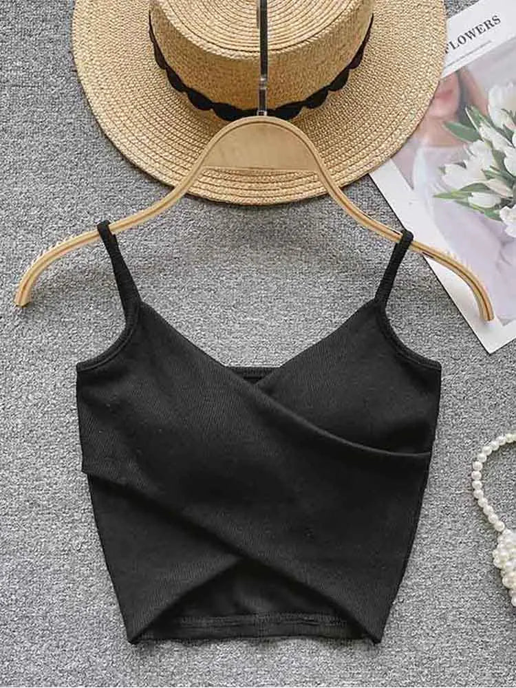 Débardeur Femme Élégant Chic et Mince, Camisole de Sport Décontractée Irrégulière, Bretelles, Couleur Unie, Tendance 2023 Y2K