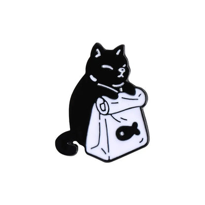 Cute Black White Cats Enamel Pins Certified Cat Lady Cartoon Kitty Claw Animal Brooch Lapel Badge Fashion Friends Jewelry Gifts