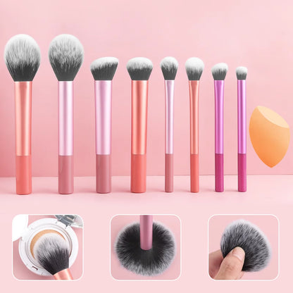 Lot de 8 pinceaux de maquillage professionnels – Poils synthétiques doux et de qualité supérieure, sans cruauté envers les animaux, faciles à nettoyer, pour fond de teint, fard à joues, fard à paupières, cosmétiques
