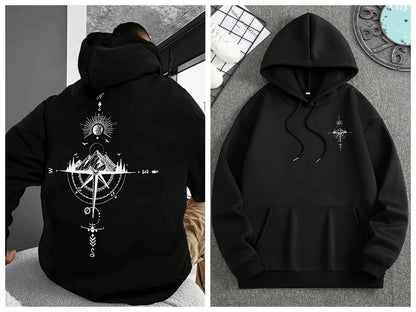 Men's Hoodies Long-sleeved Hooded Sweatshirts Compass Street Fashion Hoodie Harajuku Fashion Streetwear Classic Men Clothing
