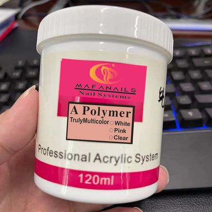 1Bottle Nail Acrylic Powder Clear Pink White Carving Crystal Polymer Professional Nails Art Extension Dipping Dust Long-Last *1
