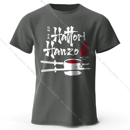 Men's Hattori Hanzo Printed T-Shirt 100% Cotton Oversized Ninja Graphic Tees for Women Summer Tops Samurai Streetwear
