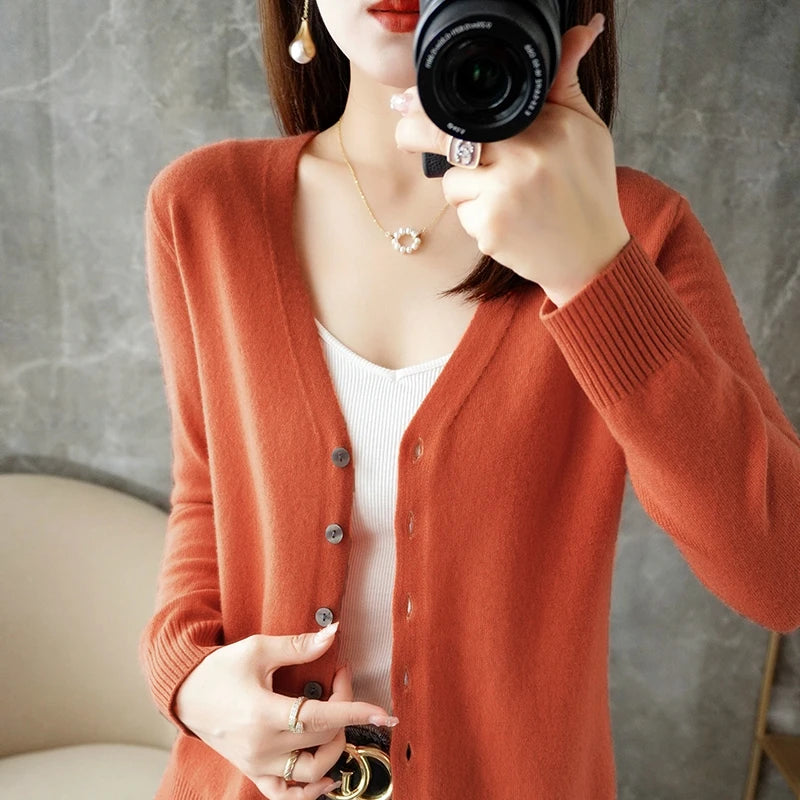 Pull ample pour femme à col en V, style vent frais et élégant
