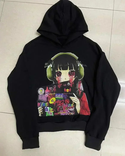 Sweats à capuche Droland Miller Scare Y2k Femme Gothique Punk Streetwear Grunge Haut Sweat-shirt Surdimensionné Harajuku Hip Hop Vêtements