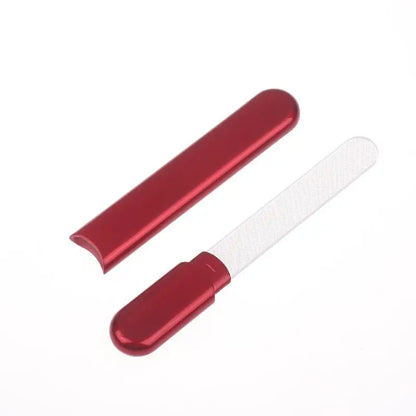 Portable Crystal Glass Nail File with Protective Case, Professional Nail Buffer for Natural & Acrylic Nails