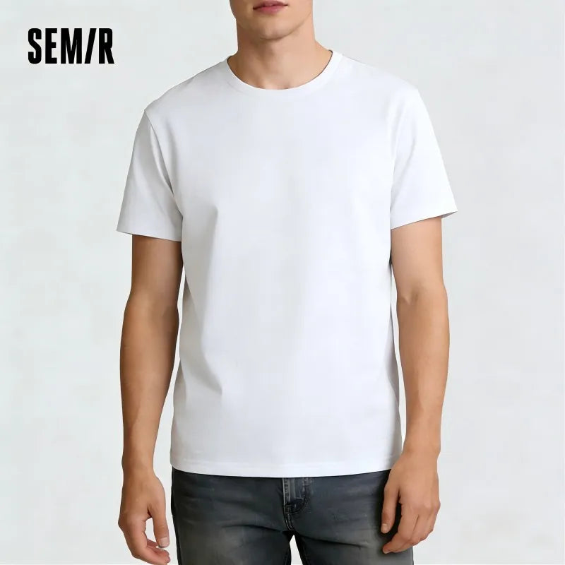 Semir Short Sleeve T-Shirt Men Pure Cotton Bottoming Shirt 2026 New Spring Solid Color Inner Layer Top Versatile White T-Shirt