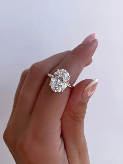 Bague en Argent Sterling 925, Zircon Ovale Scintillant 1-8 Carats, pour Femme, Fiançailles, Mariage, Bijou de Luxe de Haute Qualité