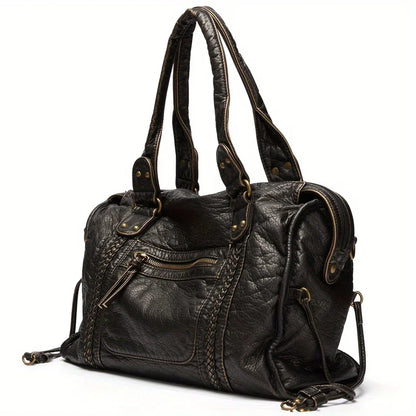 Sac Rétro en Cuir Souple, Sac Messager à Bandoulière, Grand Cabas, Sac de Moto Y2K