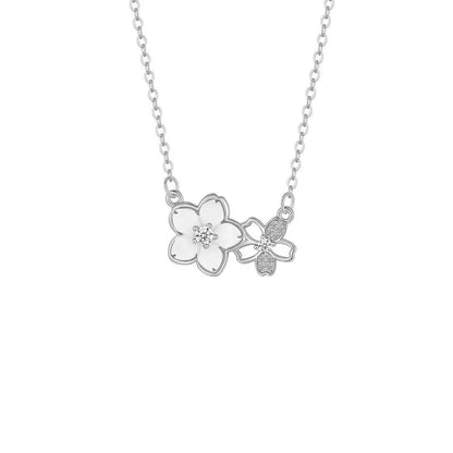 Collier Pendentif Sakura Brillant de Haute Qualité pour Femmes Tendance Stéréoscopique Fleur de Pêcher Luxe Bijoux Femme