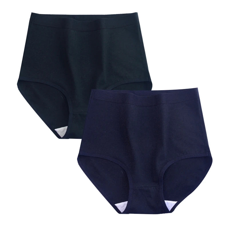 FallSweet 2 Pcs/Lot Cotton Underwear Women High Waist Panties Comfortable Solid Color Underpants Plus Size Lingerie M-XXXL
