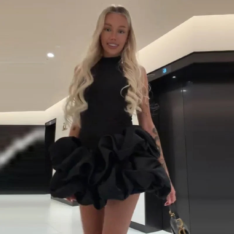 Vêtements chics bouffants à volants pour femme 2026 Robes courtes élégantes Y2K Robe exquise haut de gamme pour soirée en boîte de nuit