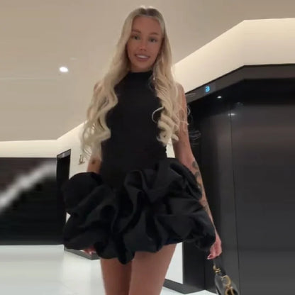 Vêtements chics bouffants à volants pour femme 2026 Robes courtes élégantes Y2K Robe exquise haut de gamme pour soirée en boîte de nuit