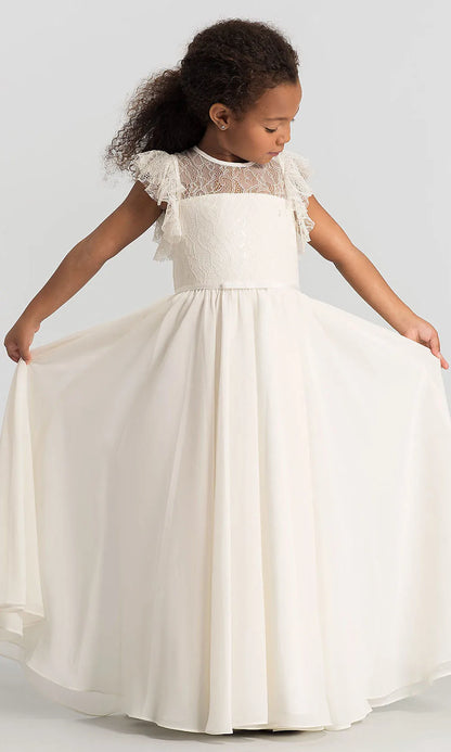 HETISO Chiffon Flower Girl Dresses Hollow Lace Kids Weddings Performance Party Pageant Gowns Junior Bridesmaid Dress 4-13 Years