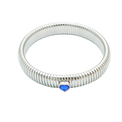 Waterproof Stainless Steel Retro Elasticity Thick Metal Polish Bracelet 18K Gold Plated Trend Fashion Unisex Jewelry Men Women
