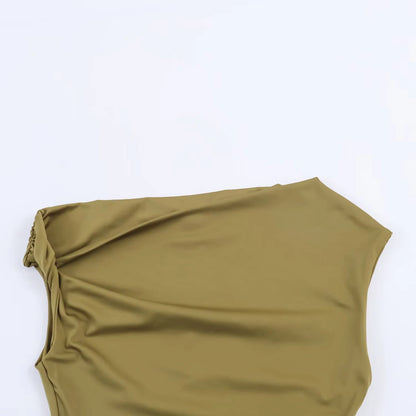 Robe femme style européen et américain, nouvelle mode, tempérament élégant, coupe ajustée, couleur unie, décolleté discret