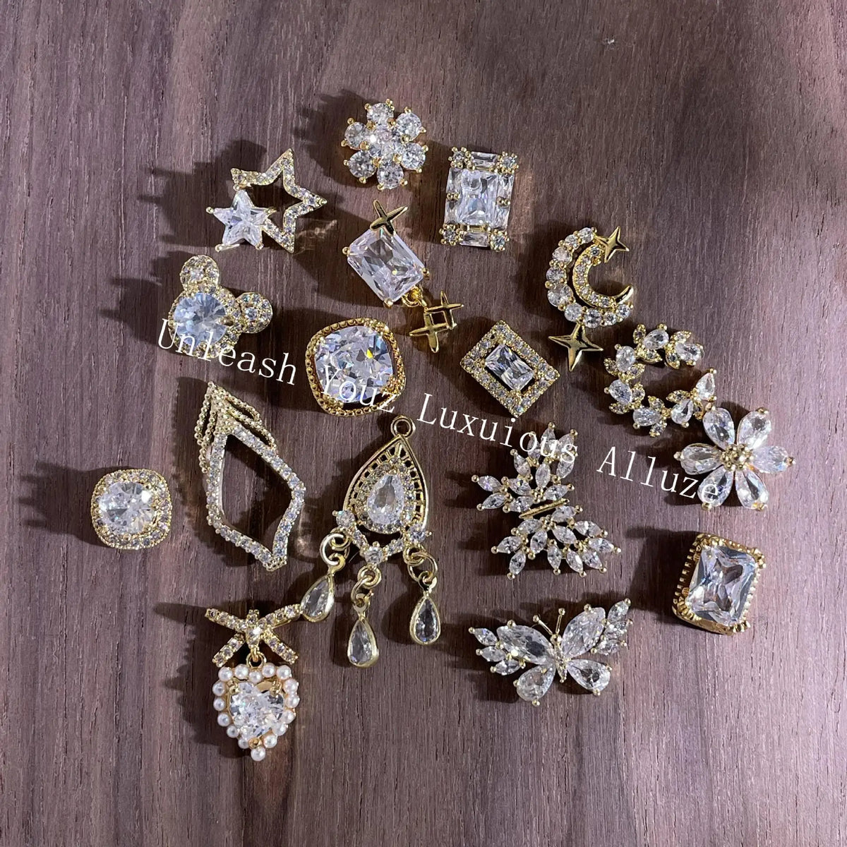4PCS Kaniu Luxe Gold Nail Jewels Premium Crystal Rhinestones For Acrylic Nails Decoration Handmade Craft