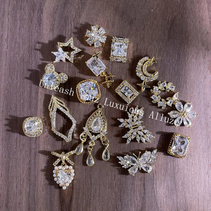 4PCS Kaniu Luxe Gold Nail Jewels Premium Crystal Rhinestones For Acrylic Nails Decoration Handmade Craft