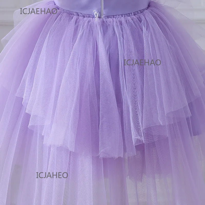 Party Dress Vestido Children Girls Birthday Dresses Gown with Train Tutu Outfit Pageant Host Kids Costume Flower Girl Princes