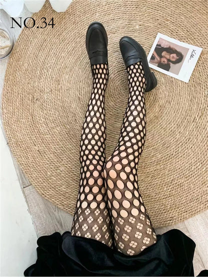 Woman Girls Fashion Punk Gothic  Fishnet Stockings Snake Skull Striped Mesh Tights Panties Lolita Plus Size Pantyhose Leggings