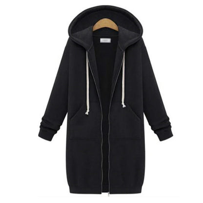 Parkas épaisses à capuche pour femmes automne hiver 2025 Vestes amples à capuche avec fermeture éclair Poches Grandes tailles Sweatshirts Robes de sport Vêtements d'extérieur