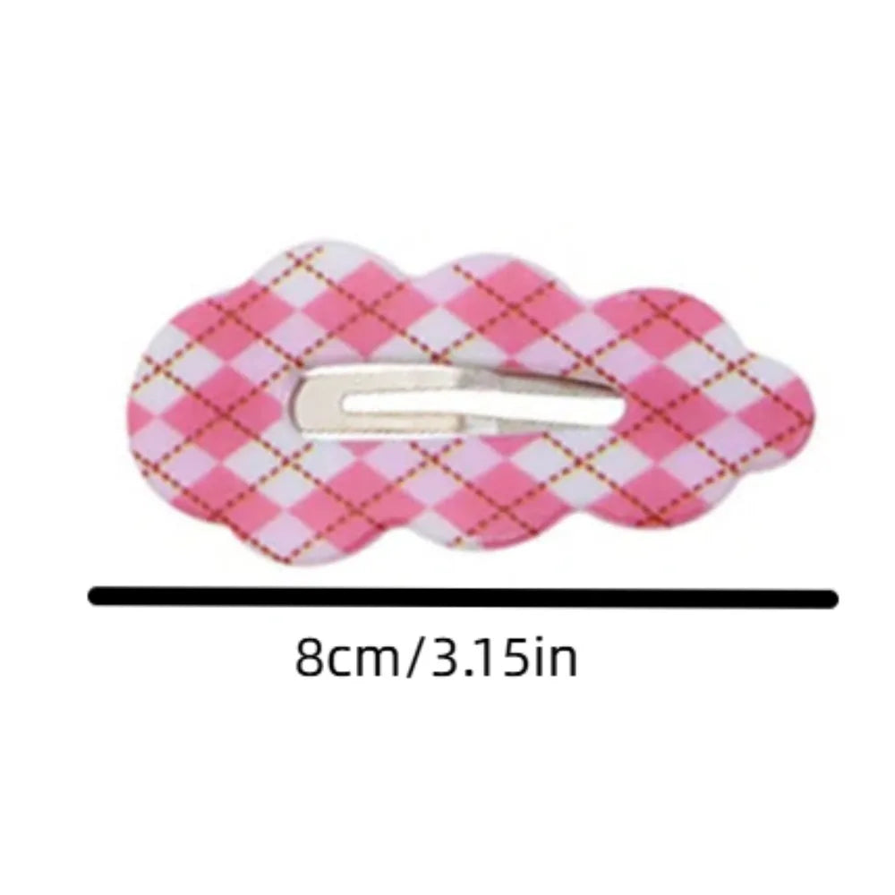 Sweet Alloy Plaid Hair Clip Acrylic Barrettes Cloud Hair Clip Candy Color Irregular Korean Style Hairpin Girls