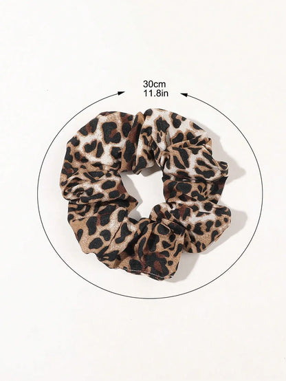 3/6/12PCS Leopard Velvet and Silk Satin Scrunchies Hair Ties Hair Elastics Bands Ponytail Holder Hair Accessories for Women Girl