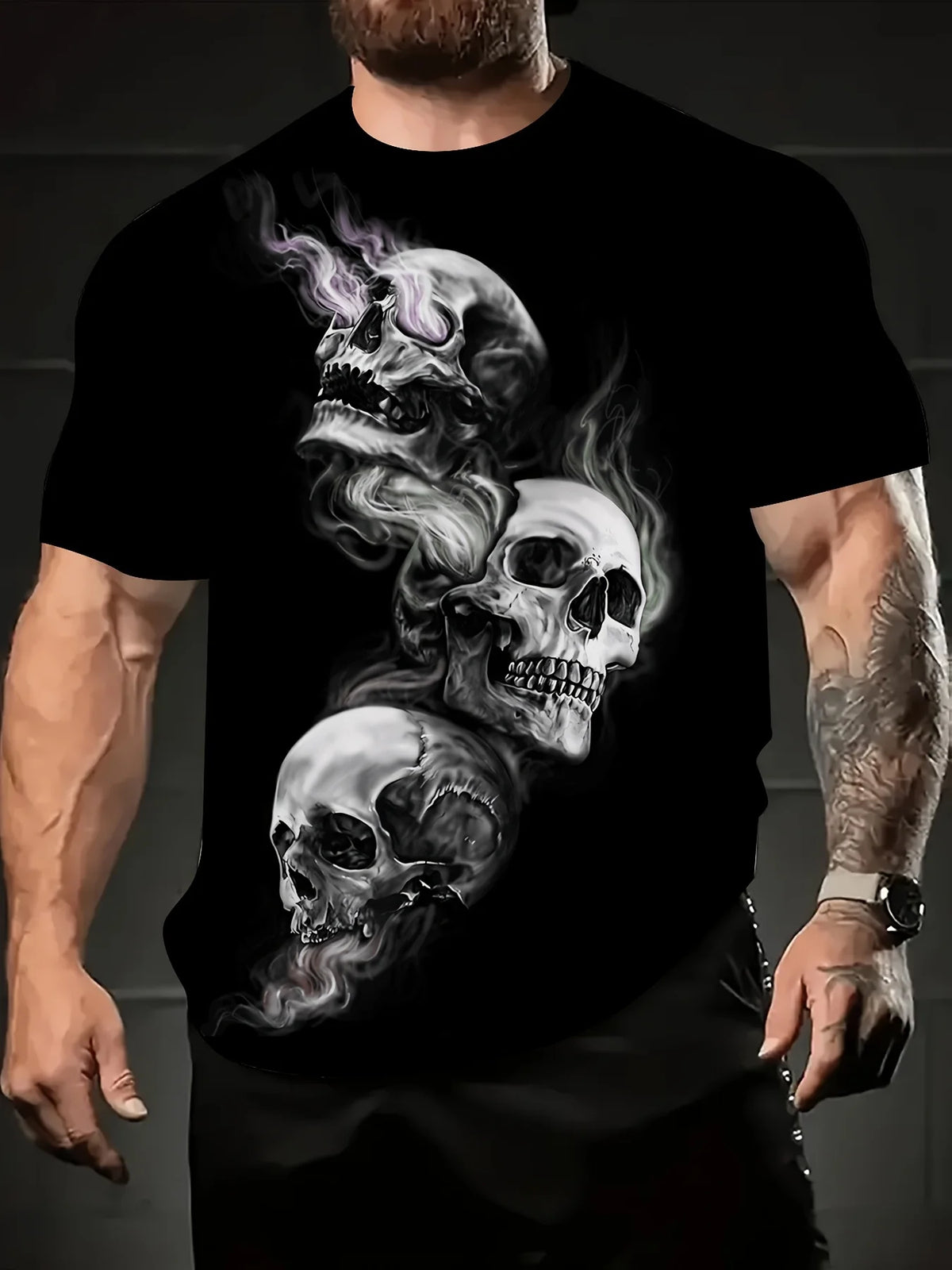 Men's Short Sleeve Tee 3D Skull Print Tops Crew Neck T-Shirts Summer Oversized T-Shirt Hip Hop T-Shirts for Men Luxury T-Shirt
