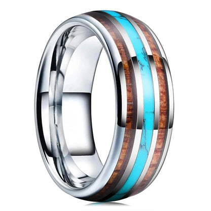 Bagues de mode en acier inoxydable argenté de 8 mm pour hommes, bagues incrustées de météorite en coquille d'ormeau rose pour hommes et femmes, bijoux de mariage