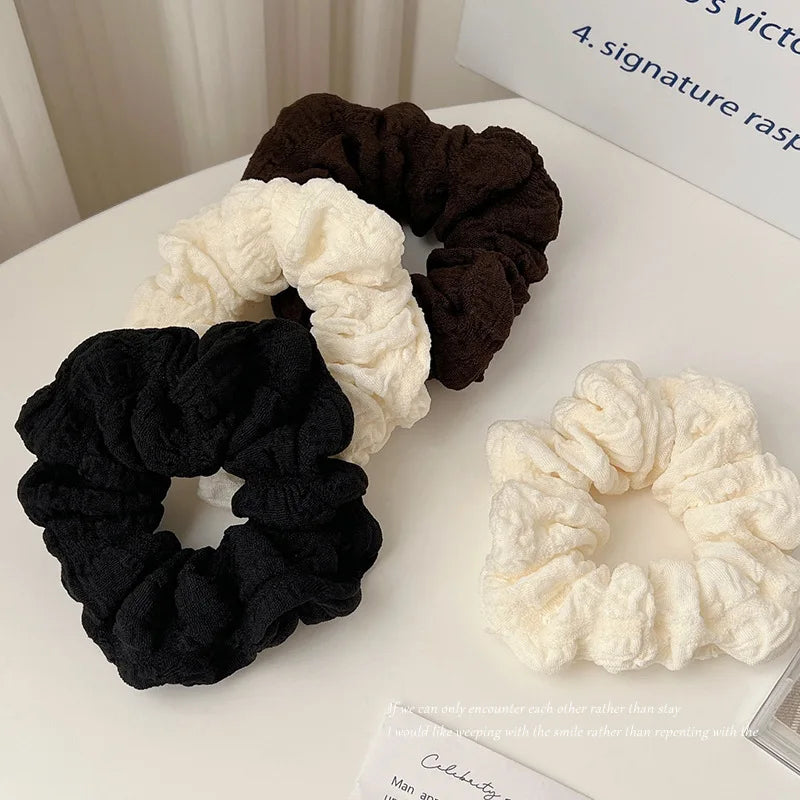 Simple Solid Color Large Intestine Hair Rope for Women Elegant High Ponytail Hair Rope Fashion Girl Meatball Head Scrunchie