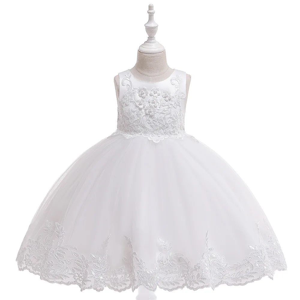 Party Dresses For Girls Flower Embroidery Beading Princess Dress For Kids First Communion Wedding Bridesmaid Birthday Party Gown