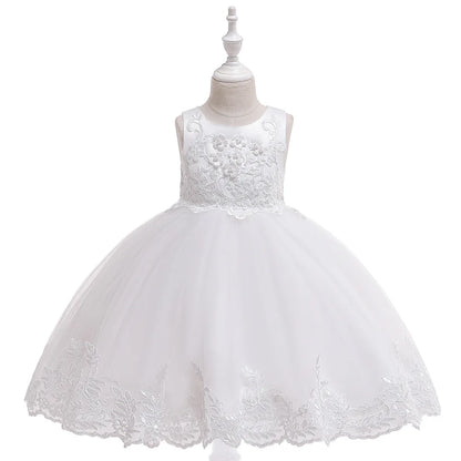 Party Dresses For Girls Flower Embroidery Beading Princess Dress For Kids First Communion Wedding Bridesmaid Birthday Party Gown