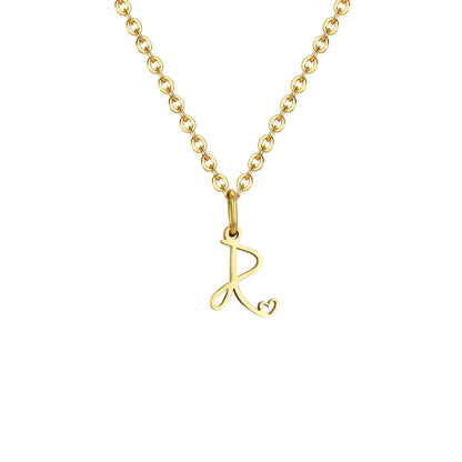 Dainty Heart Initial Necklace for Women, Gold Plated A-Z Letter Pendant, Waterproof Stainless Steel Monogram Jewelry, Personaliz