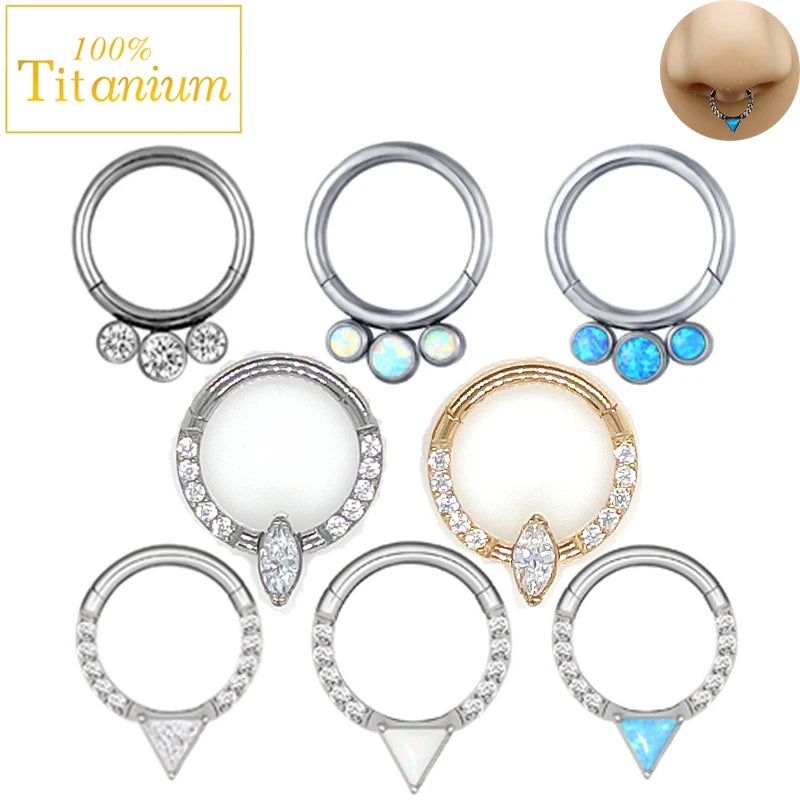 Anneaux de nez en titane G23, clicker de septum articulé, segment pour oreille, tragus, cartilage, hélix, daith, lèvre, bijoux de piercing, boucles d'oreilles dorées